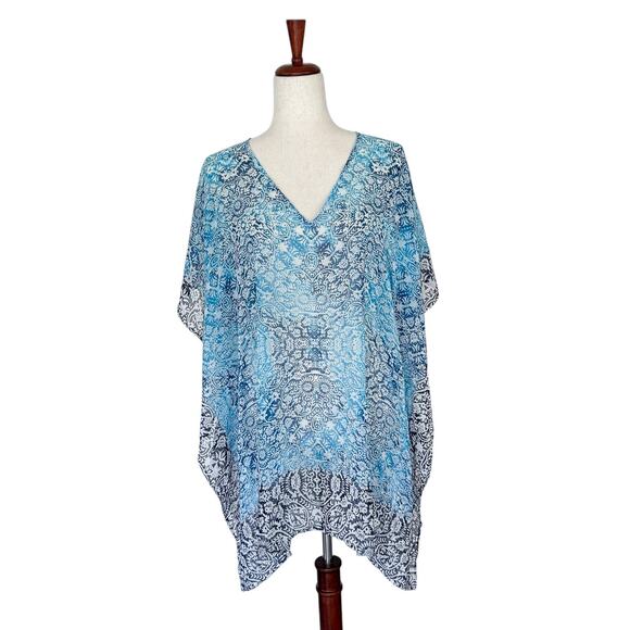 Tommy Bahama Women's Sheer Swim Coverup Blue Size Small‎ Tropical Vacation - Picture 1 of 9